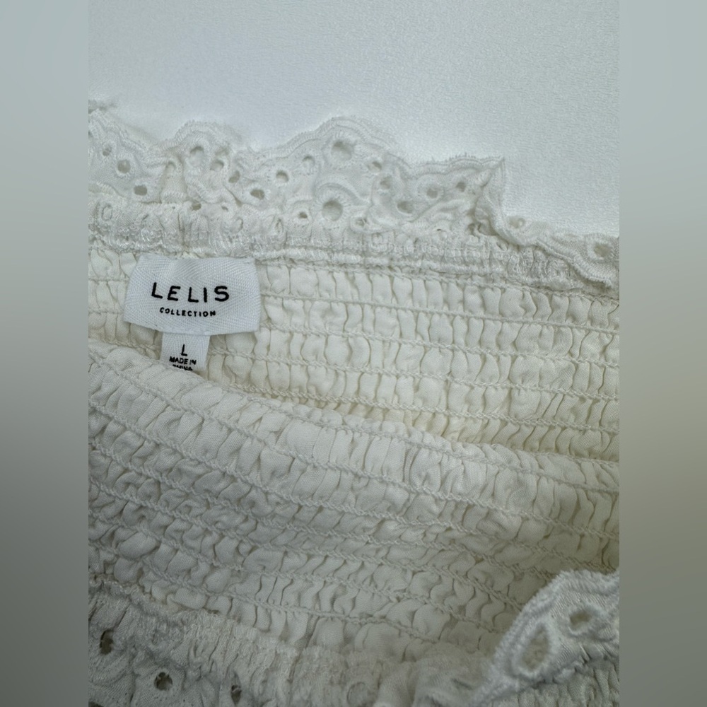 Le Lis Collection Eyelet Ruffle Stretch Smocked Tube Top Womens Size Large - Picture 5 of 7